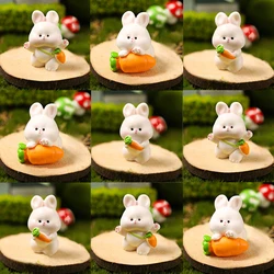 8/2pcs Cute Easter Rabbit Carrot Figurine Miniatures Kawaii Micro Home Desktop Fairy Garden Decoration DIY Ornaments Craft Gift