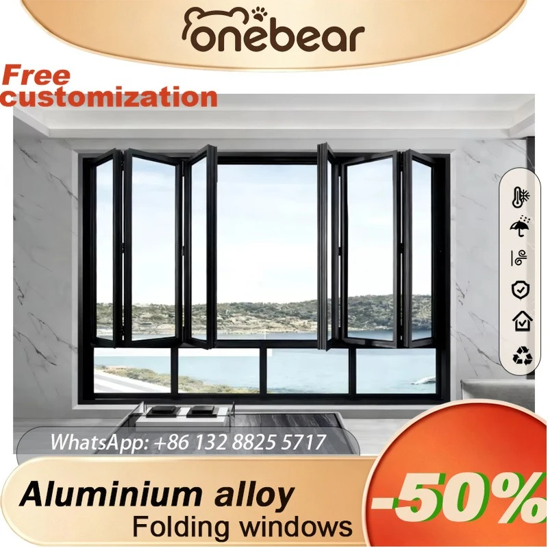 

Any Size Custom Large View Folding Window Smart Modern Aluminum Double Glass Vertical Villa Household Design Window