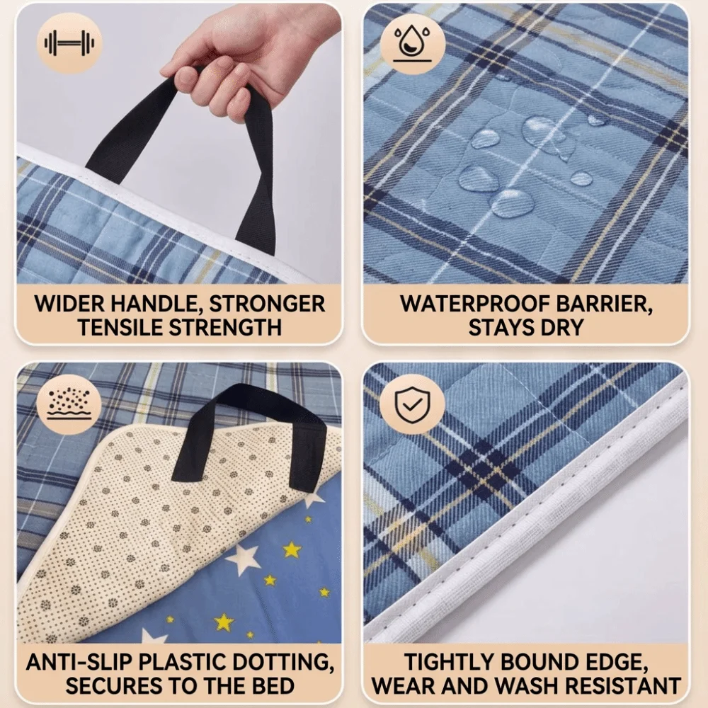 Washable Patient Positioning Transfer Pad Leak-Resistant Flexible Rolling Over Aid Pad Lightweight Low Friction Protection Pad