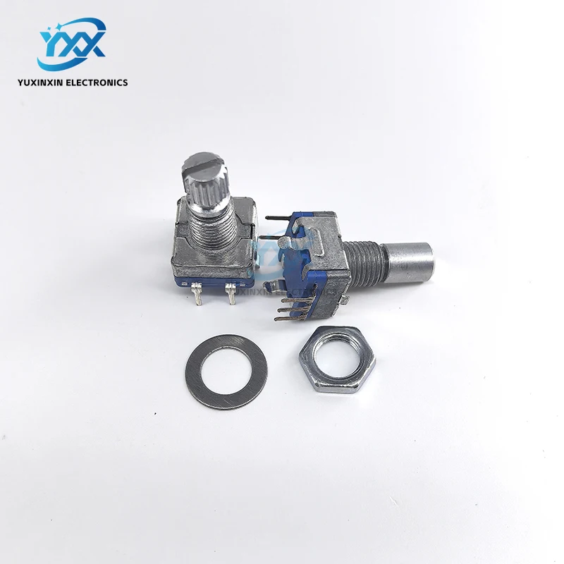 Поворотный энкодер EC11, 2 шт., с кнопкой, D-образным валом 15 мм/плоским валом, 5-контактный цифровой потенциометр для Arduino