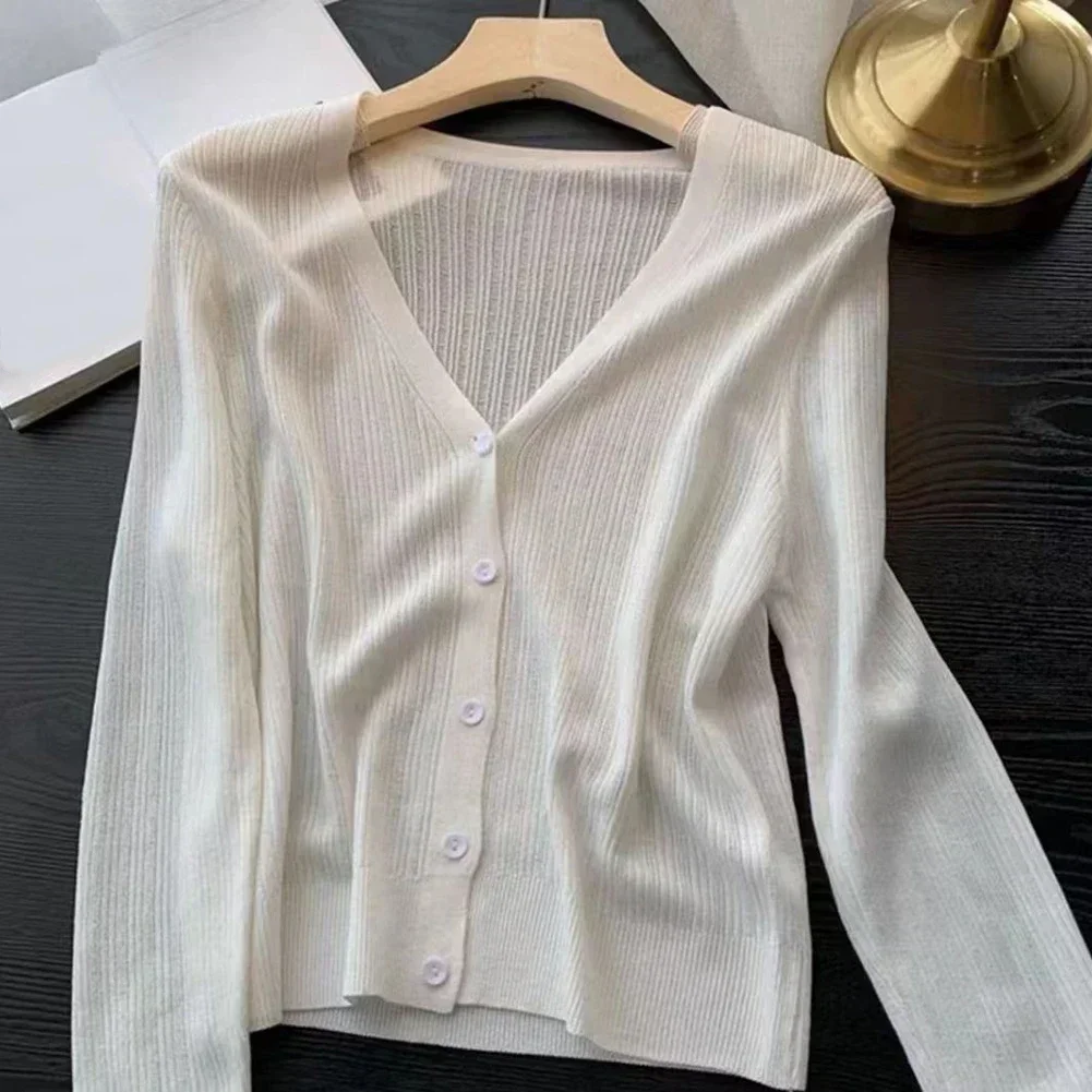 

Casual Candy Color Summer Sunscreen Top Versatile Style Holiday Outfit Long Sleeve Regular Length Yellow Club Outing