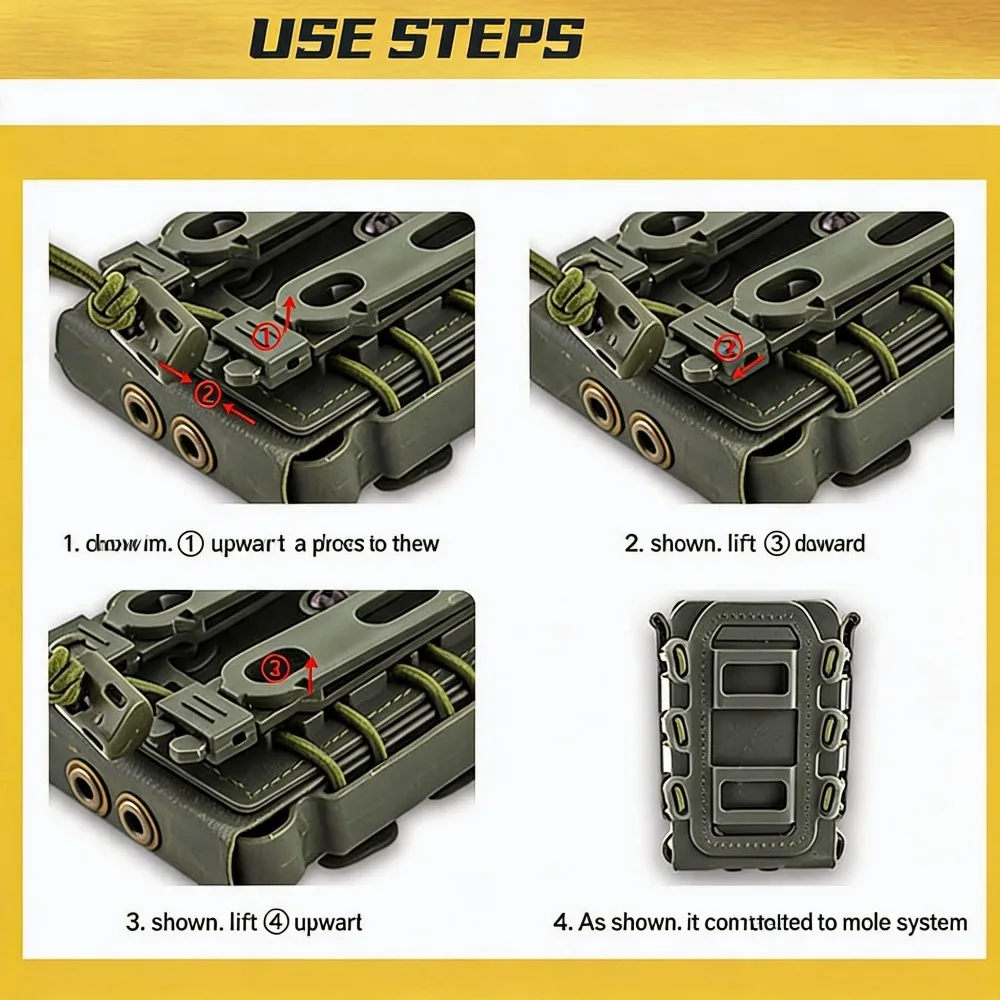 Tactical Magazine Pouch Molle for Ar15 M4 5.56 7.62 9mm Scorpion Fast Mag Quick Release Mag TPR Holster Adjustable Case Box - view 3