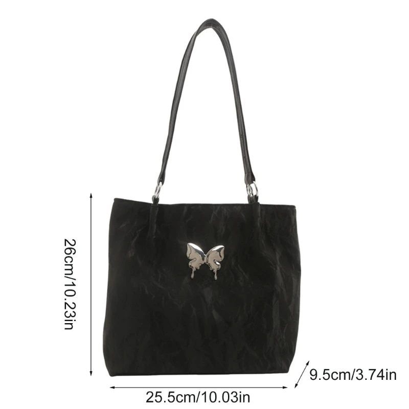 Fashionable Shoulder Bag with Unique Butterfly Pattern Large Capacity Zippered Underarm Handbag for Office and Shopping