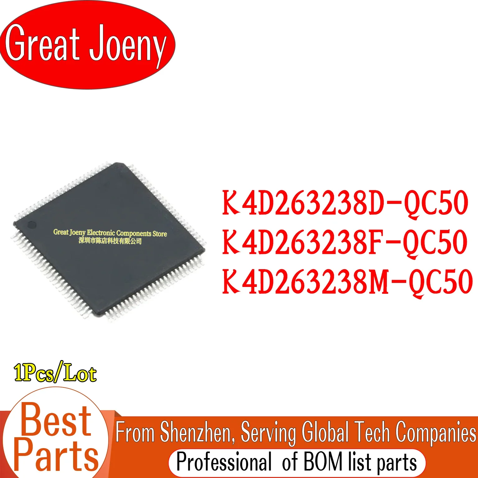 

(1piece)100% New K4D263238D-QC50 K4D263238F-QC50 K4D263238M-QC50 QFP-100 Chipset Bulk Best Price