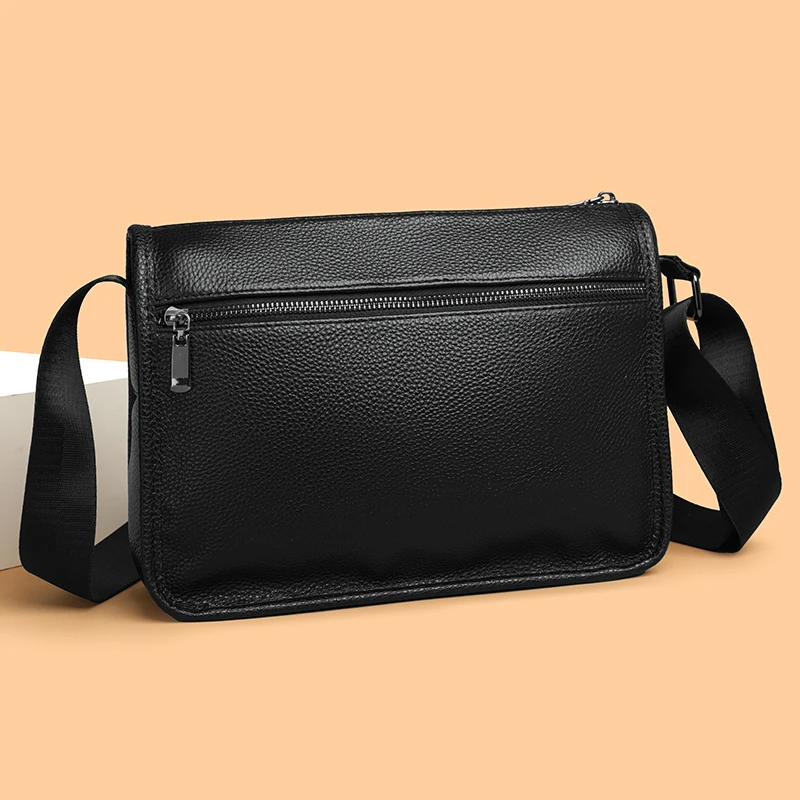 Kulit Asli untuk Pria, Tas Ponsel Selempang Minimalis, Tas Bahu Kasual Merek Mewah, Tas Harian untuk Perlengkapan Perjalanan Sehari-hari