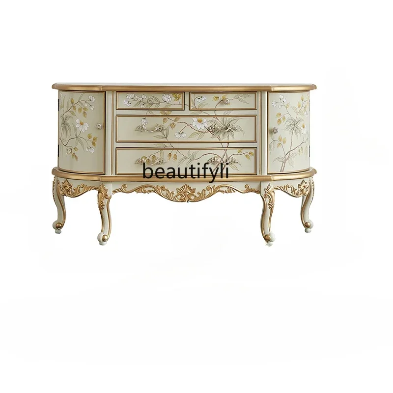 

zxEuropean Modern Hallway New Living Room Entrance Entrance Cabinet Light Luxury Painted Solid Wood Table