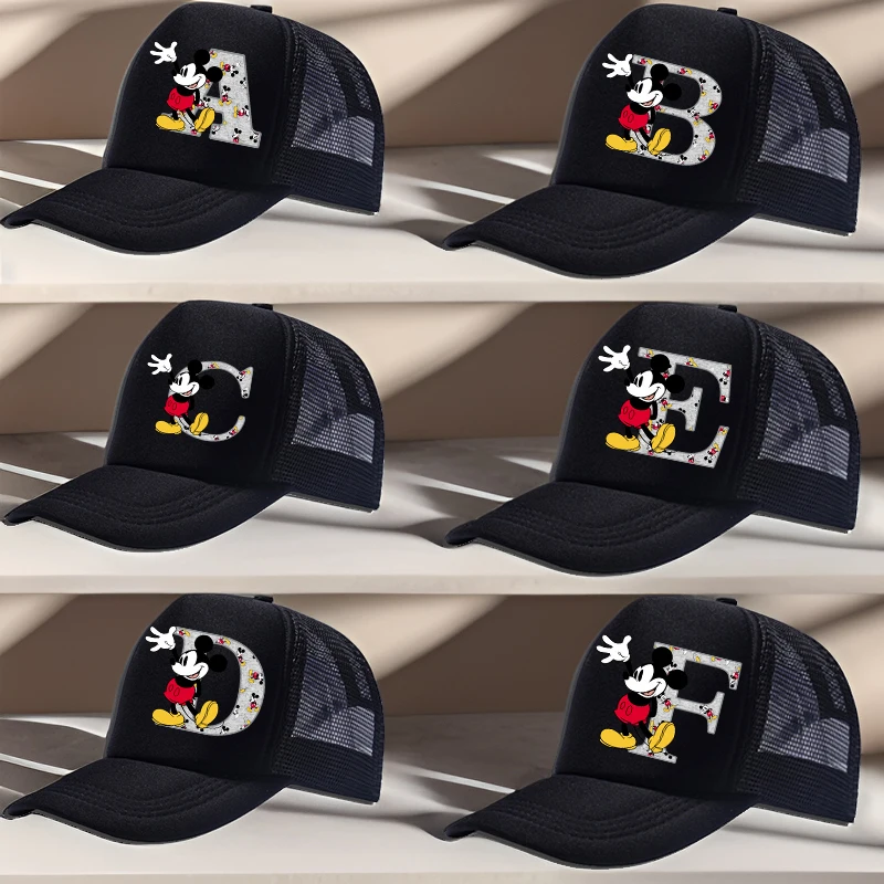 Disney Mickey Mouse A- Z 26 English Letters Kids Boy Hat Sun Hats Baseball Cap Adjustable Print Travel Caps Children Peaked Hat