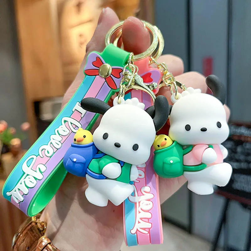 Pendentif de sac à dos Sanurgente Pochacco pour femme, porte-clés de voiture au beurre 3D, pendentif mignon Kawaii, cadeau pour enfants, cadeau de Noël