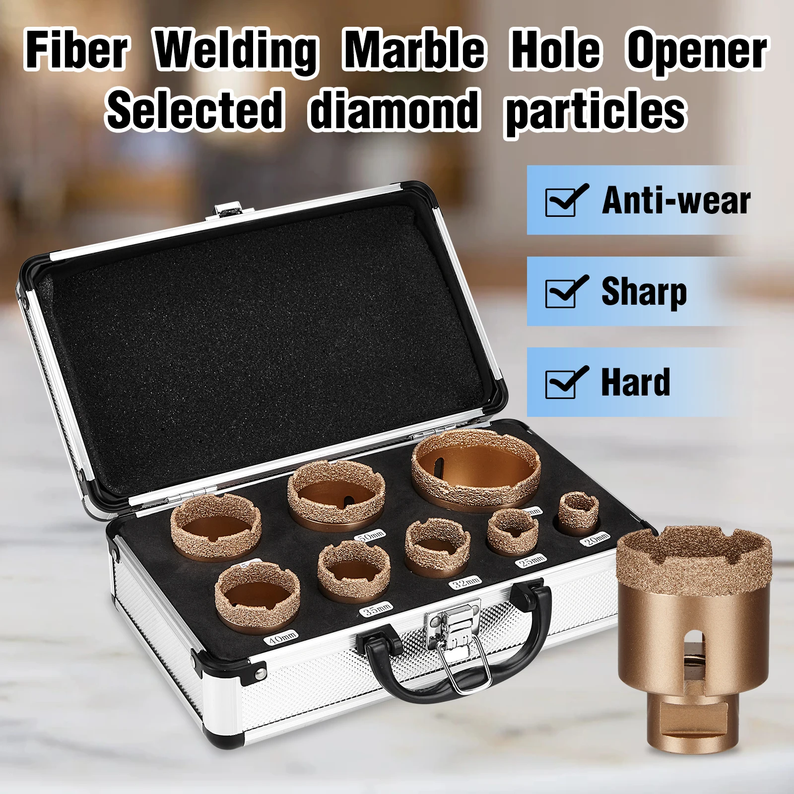 Diamond Drill Bit Set 20/25/32/35/40/45/50/68mm Diamond Core Bits Ceramic Marble Hole Saw For Granite/Glass/Tiles/Porcelain