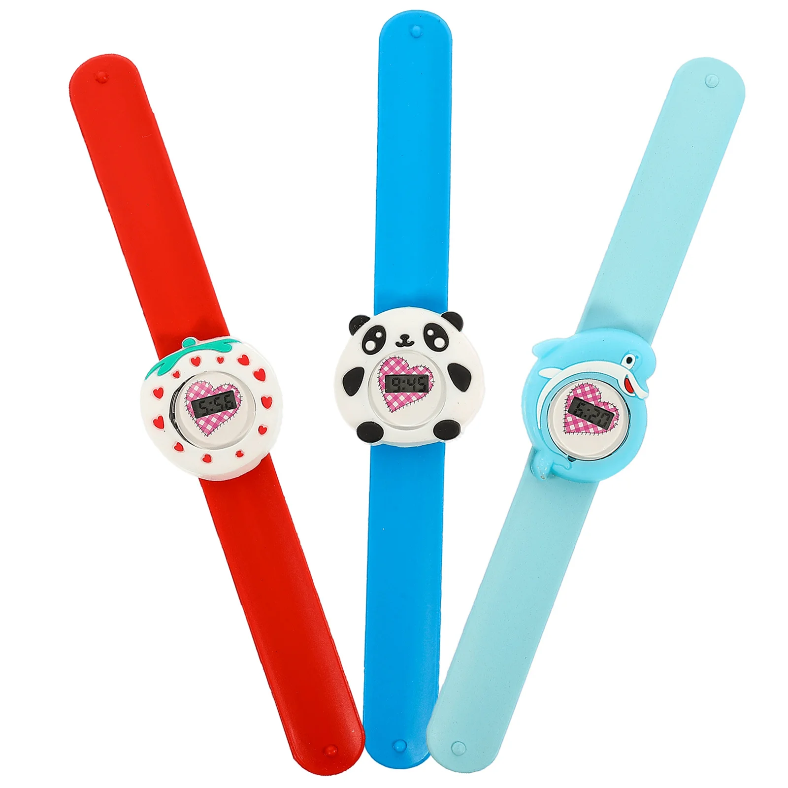 

3Pcs Silicone Electronic Watch Cartoon Pattern Learning Time Watch Comfortable Wristband Lovely Gift for Students
