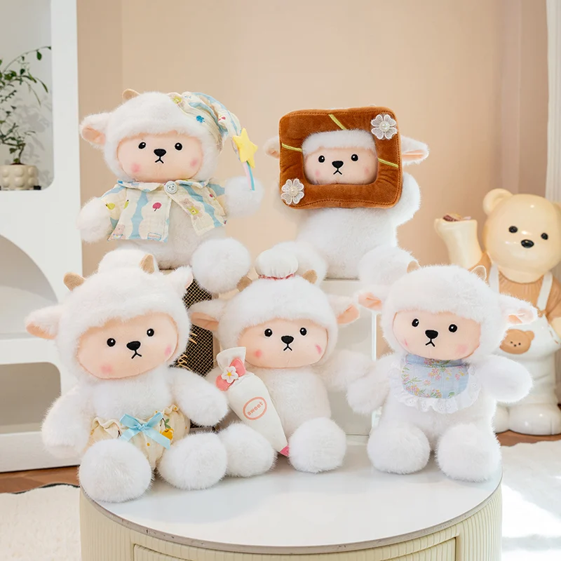 

Dreamy Little Sheep Plush Toys Cozy Pure White Cartoon Sheep Doll Gentle Kids Appease Animal Doll Lovely Birthday Xmas Gift