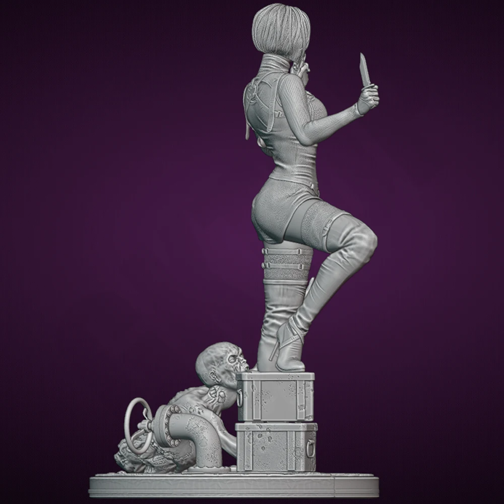 1:24 영웅적인 전사 섹시한 여성 3D 프린트 레진 토이 키트 GK 미도색 피규어 FUTA DIY 조립되지 않은 조각상 모델 장난감