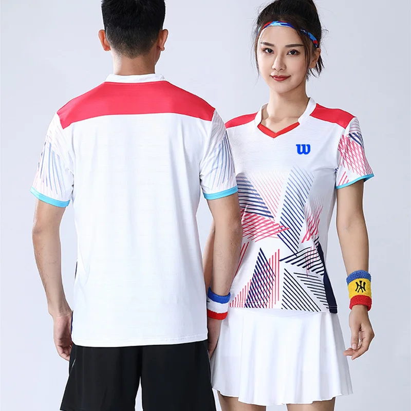 Men's WOMON Badminton Clothing T Shirt With  Tennis Short-Sleeved Training Uniform Padel Sports Quick Dry Breathable Clothes