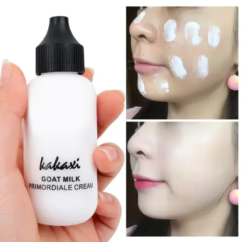 50ml 게으른 페이셜 리퀴드 파운데이션 염소 우유 풀 커버리지 방수 토널 크림베이스 프라이머 메이크업 브라이트닝 한국 화장품