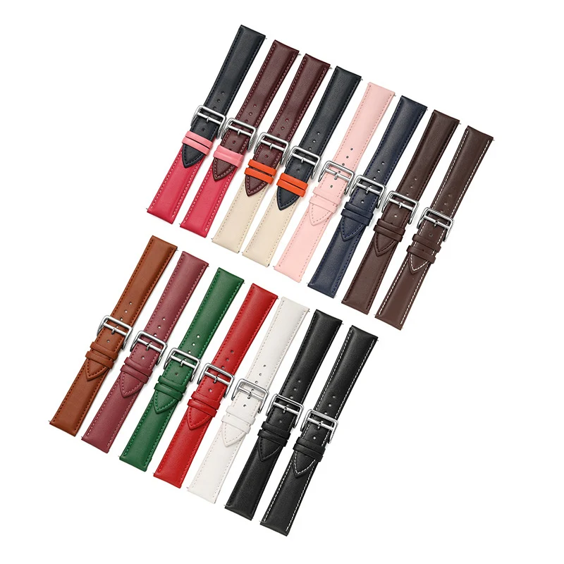 20mm 22mm Genuine Leather Strap for Samsung Galaxy Watch 8 7 6 5 4 40 44mm Band Calfskin Bracelet for Xiaomi Redmi Watch 3 Lite