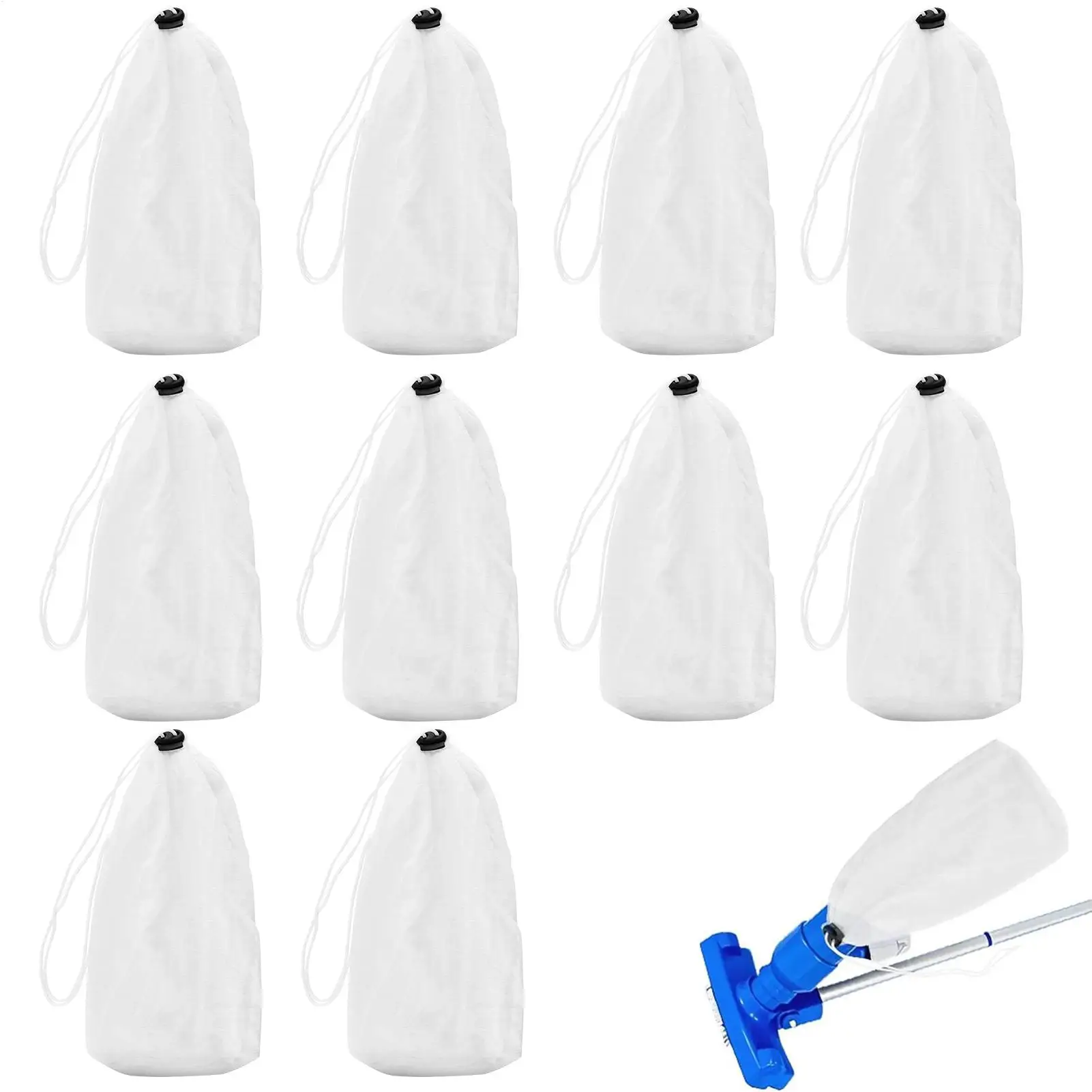 Pool Filter Bags Pool Vacuum Cleaner Replace Bags 10 Pieces Reusable Nylon Pouch Water Cleaning Accessories For Dirt Hair Sand