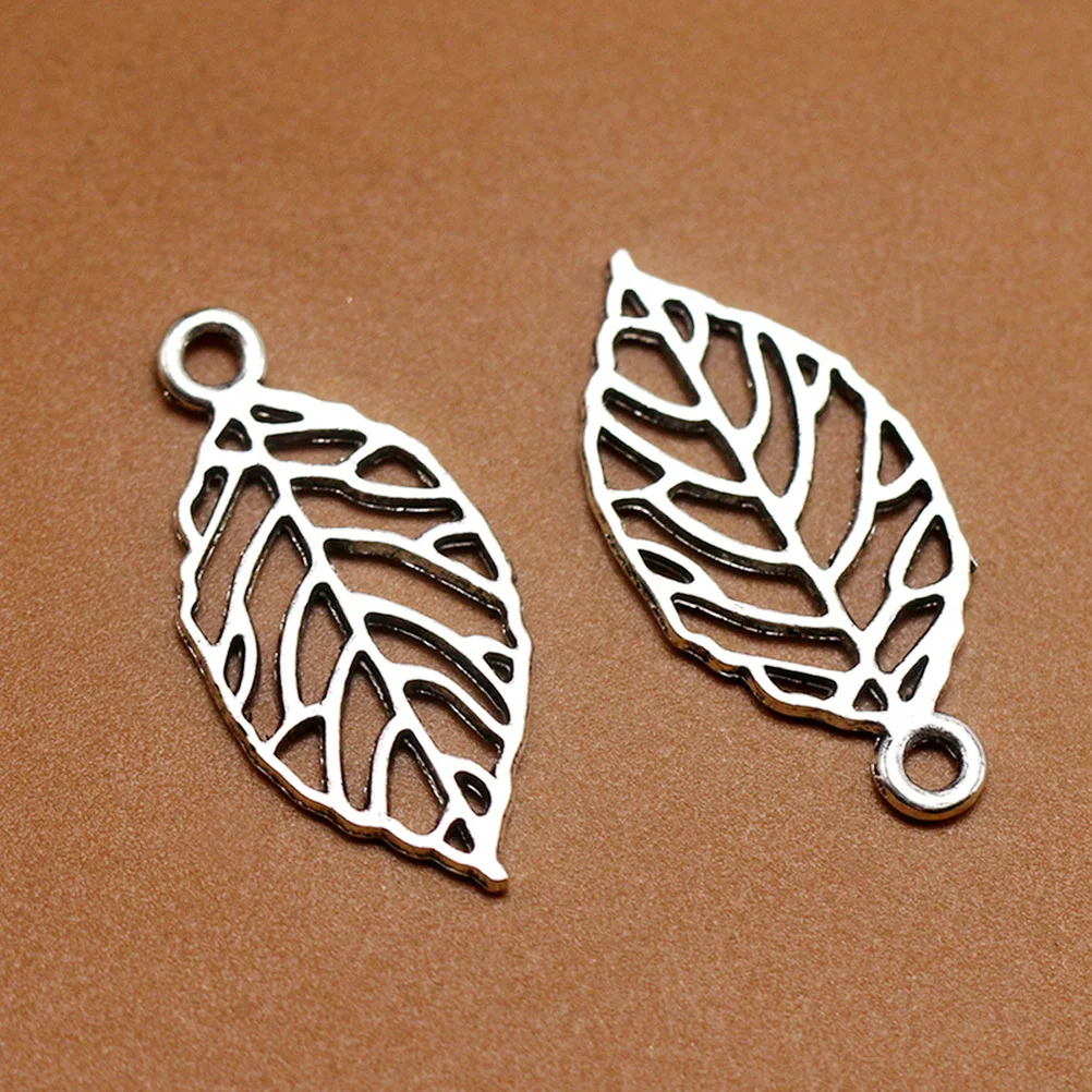 

50Pcs Alloy Retro Hollow Leaf Pendants Charm DIY Jewelry Making Necklace Bracelet Scrapbooking Accessories Silver