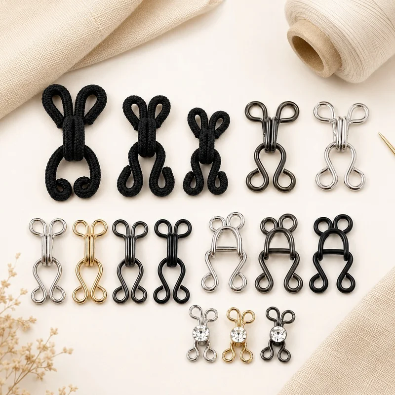 

50/100Sets 14-40mm Metal Hook Fasteners Invisible Garment Buttons for Jeans Trousers Skirt Bra Clothing Repair Accessories Kit