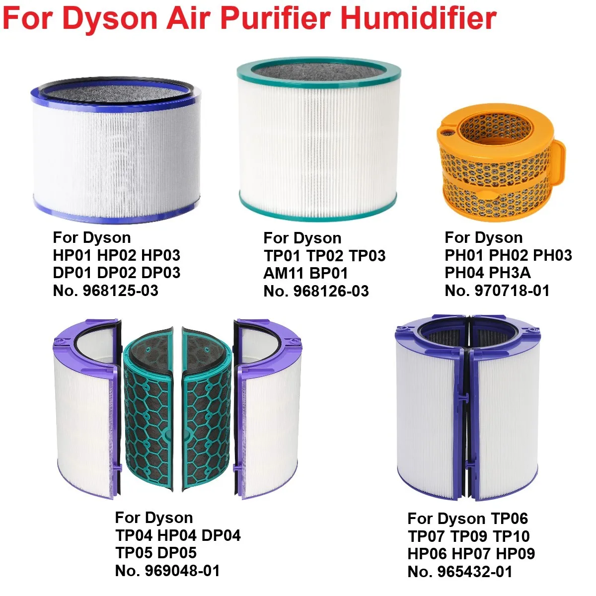 Replacement Filter For Dyson HP01 DP01, TP01 TP02 AM11 BP01, PH01 PH3A, TP04 HP04 DP04, TP06 TP10 HP06 Air Purifier Humidifier