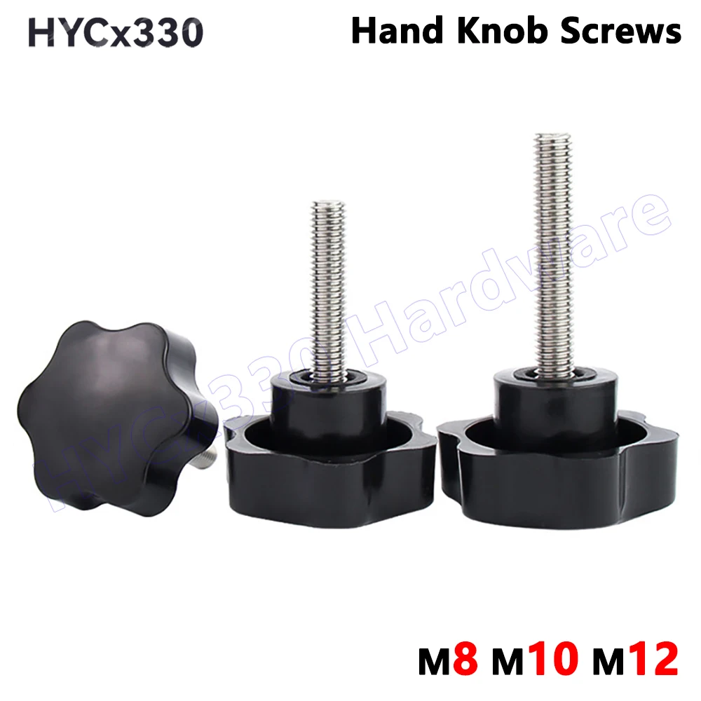 Hand Knob Screws M8 M10 M12 304 Stainless Steel Thread Clamping D31 D38 D48 Bakelite Star Shape Head Bolt Tightening Thumb Screw