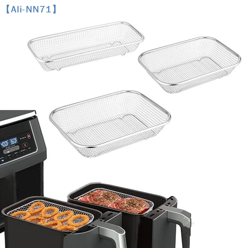 Square Thick Air Fryer Basket For Oven Stainless Steel Grill Basket Non-Stick Mesh Basket Air Fryer Tray Wire Rack Basket【NN71】