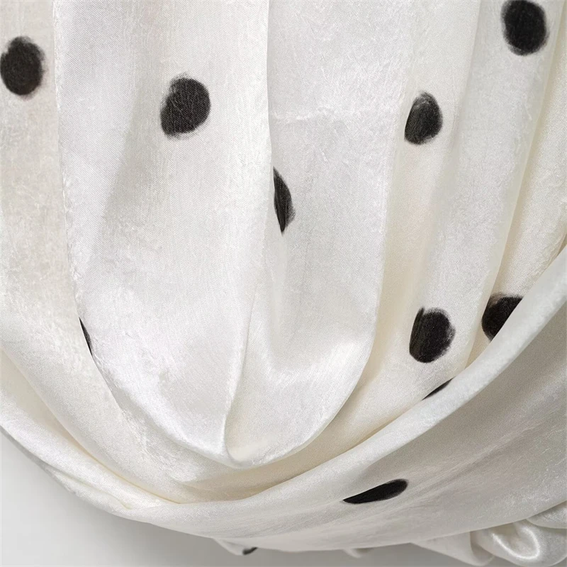 KEYANKETIAN Letnia Nowa Klasyczna Spódniczka Mini w Kropki Damska z Bocznym Zamkiem Błyskawicznym, Wysoki Stan, Plisowana Ozdoba, Spódnica do Kolan