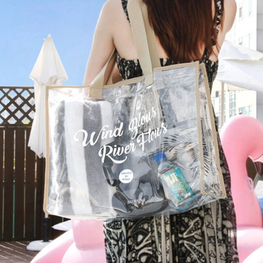 Cosmetic Pouch Beach Tote - Lightweight Beach Bag with Phone Pouch Waterproof Foldable Tote Bag for Beach, Pool,  Vacation image 4