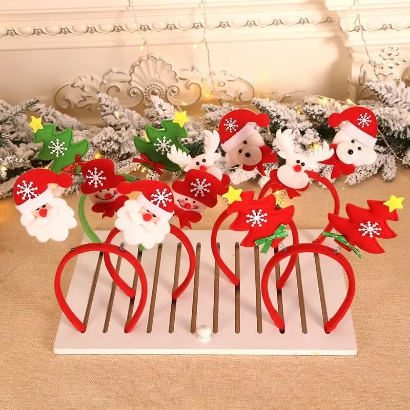 Nuovi cartoni animati per bambini, bottoni per la testa di Natale, fascia per capelli, regalo per feste, corna di renna, pupazzo di neve, fascia per capelli, decorazione natalizia