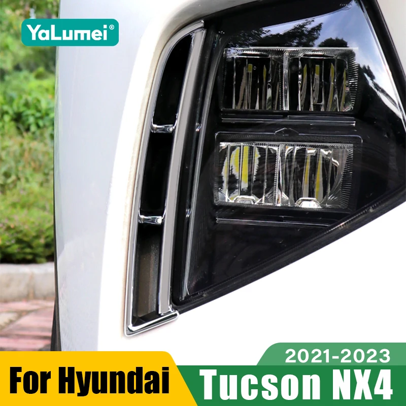 

For Hyundai Tucson NX4 2021 2022 2023 Hybrid N Line Car Front Fog Light Trim Frame Lamp Eyebrow Cover Accessories