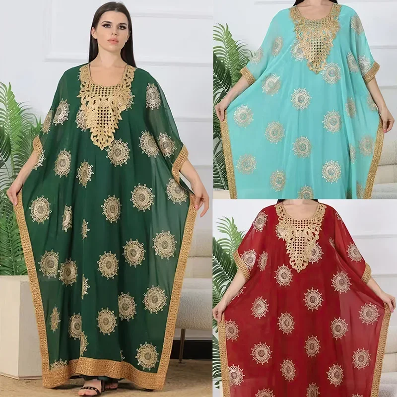 

African Dresses for Women 2025 Summer Loose Robe Gown Dubai Abaya Turkey Kaftan Eid Djellaba Muslim Dress Ramadan Dashiki Abayas
