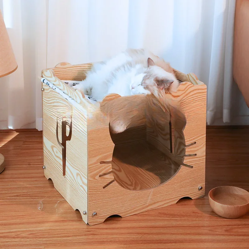 

Hamaca de madera para gato, casa cerrada para gato,