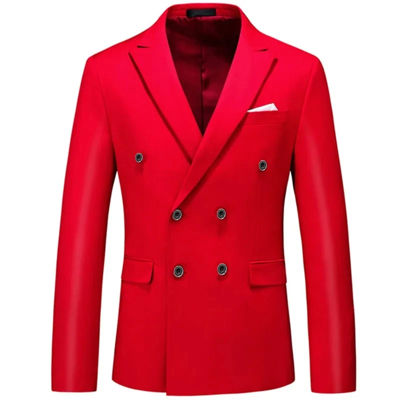 2023 Fashion New Men's Casual Boutique Business Solid Color Double Breasted Suit Jacket Blazers Coat