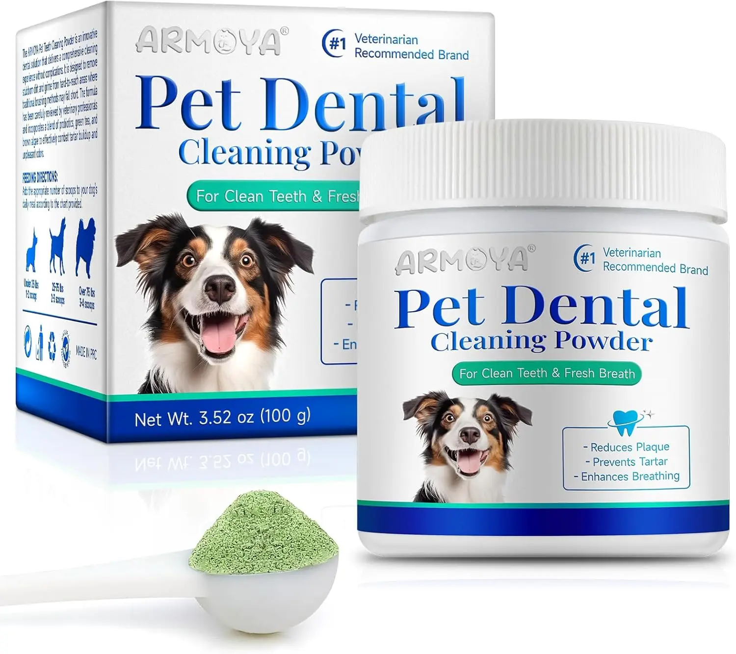 

Dog Dental Powder for Teeth Cleaning & Bad Breath - Plaque Remover for Small Medium Large Dogs