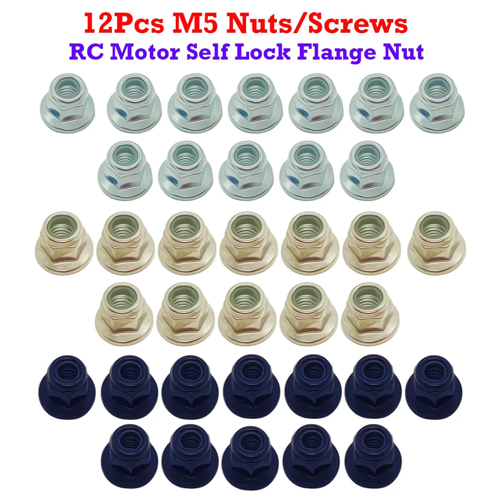 12Pcs M5 Nylon Insert Self Lock Flange Locknut Nut M5 Nut CW for RC FPV Racing Drone 2204 2205 2306 Brushless Motor