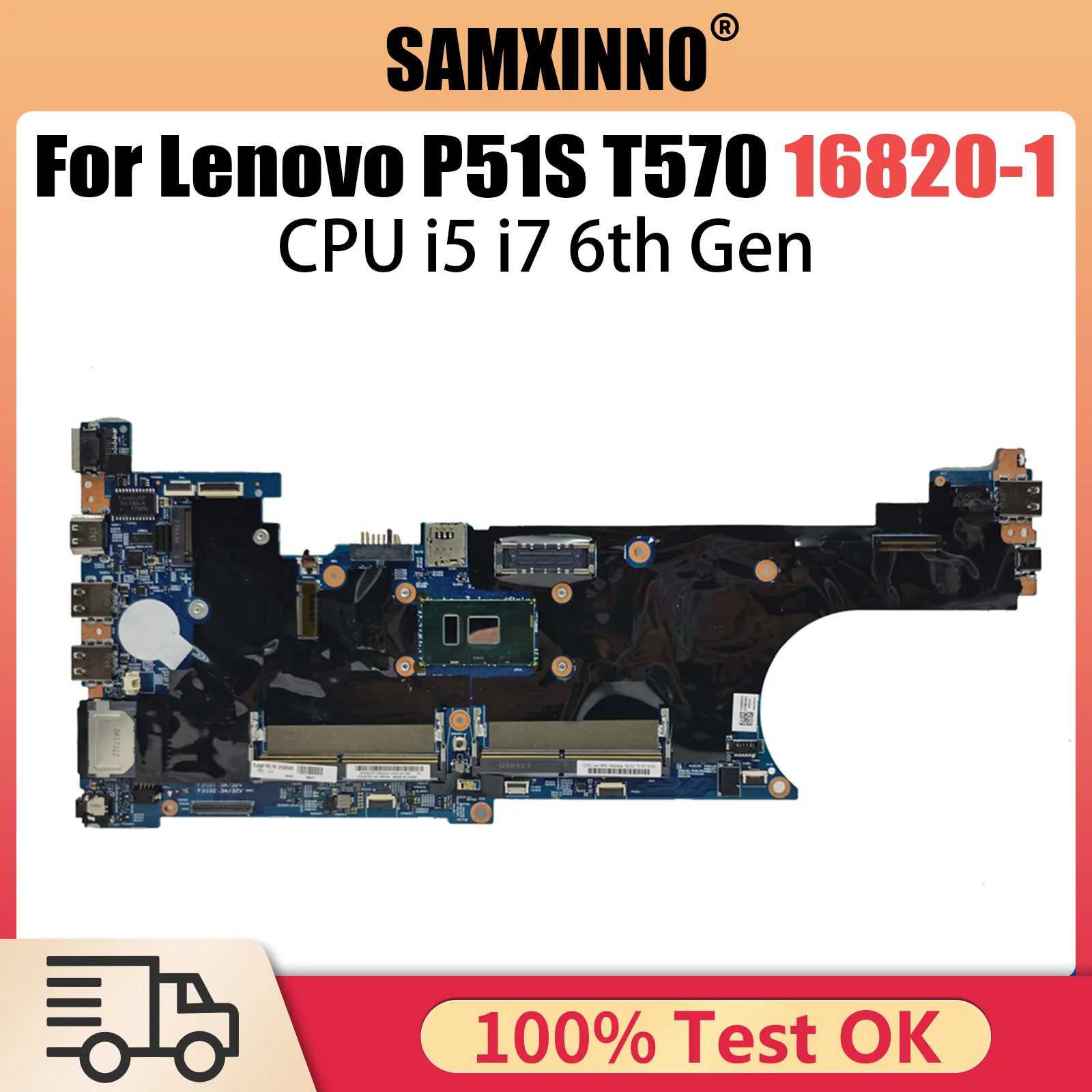 For LENOVO P51S T570 Notebook Mainboard 16820-1 with I5 i7 6th Gen CPU 01ER445 01ER461 Laptop Motherboard Full Tested