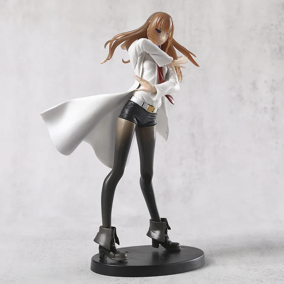 Steins Gate Makise Kurisu White Coat Style 21.5cm Anime Model Collectible Figure Toy Doll