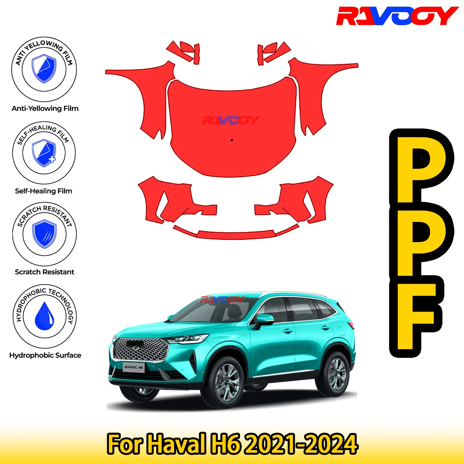 

For Haval H6 2021-2024 Glossy Matte Black Precut front PPF Kit Paint Protection Film