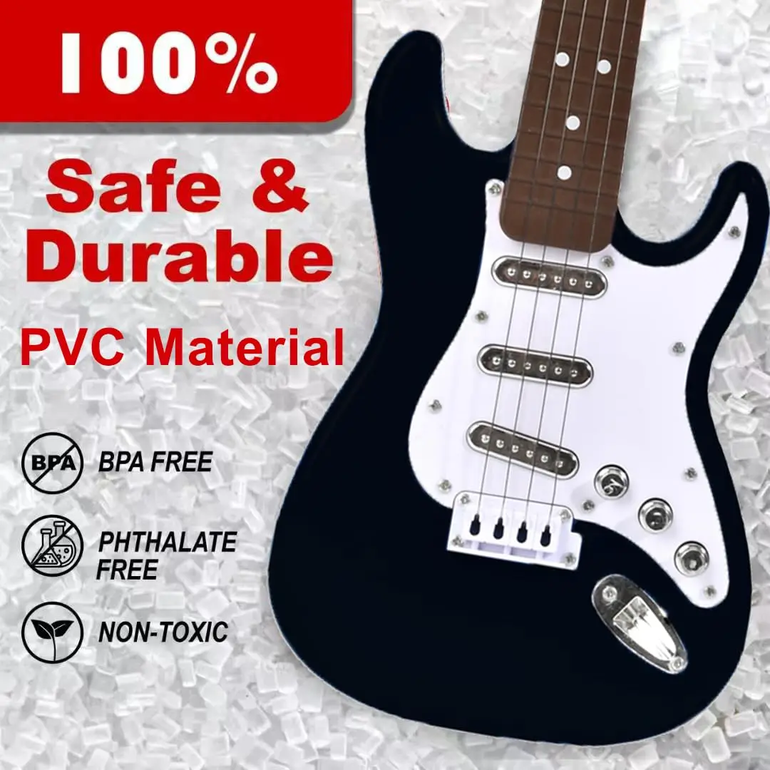 Brinquedo de guitarra elétrica infantil de 17 polegadas com luzes LED, bateria recarregável, instrumento musical para meninos e meninas, presente de aniversário infantil