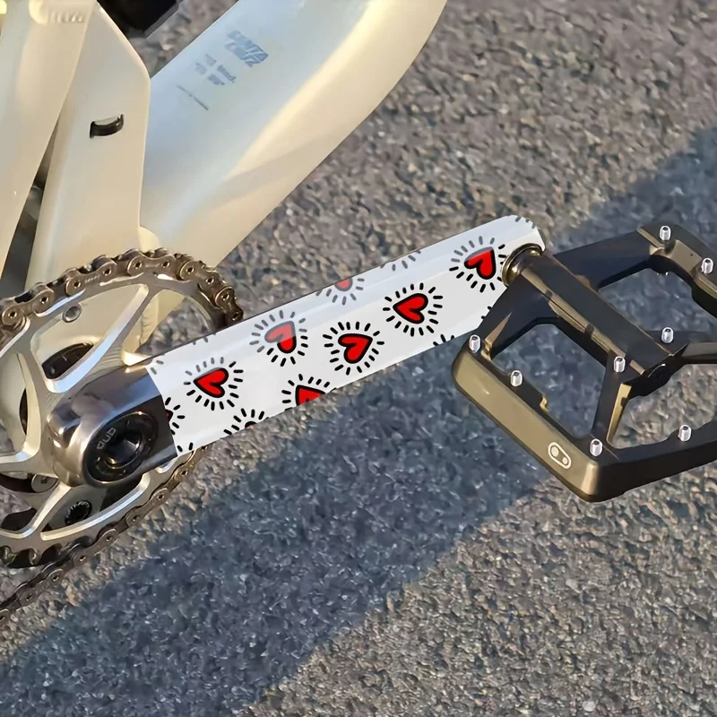 Heart Glow Line Bike Crank Sticker 2PCS Red Vinyl Decal Waterproof Scratch Resistant MTB Road Bicycle Crank Arm Decor