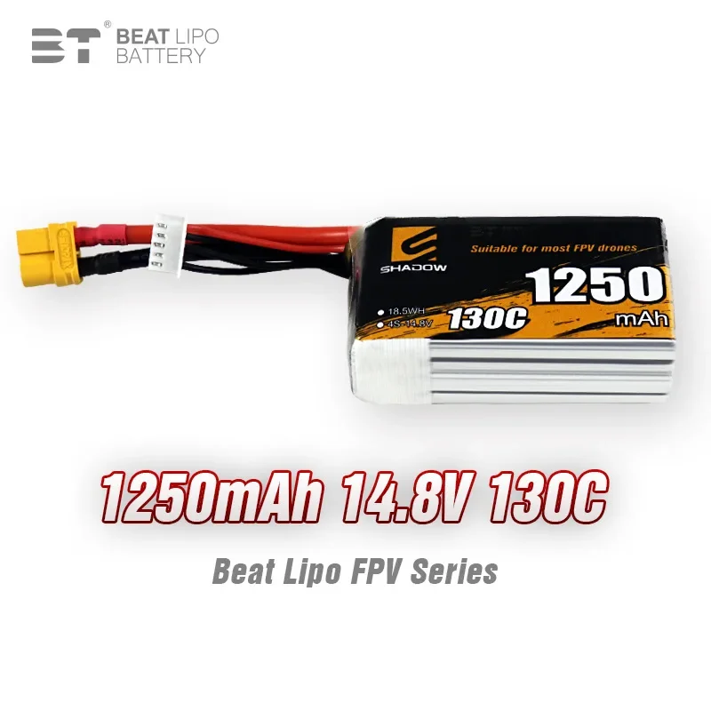 

Beite Battery Shadow Series 1250mAh/4S/14.8V/130C/FPV Crossover Machine Battery