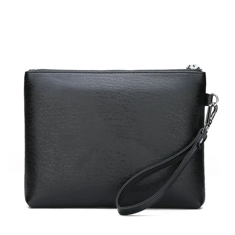 Practical Pu Leather Male Clutch Bag Large Capacity Soft Men's Handy Bag Waterproof Hand Buckle Toiletry Bag Outdoor