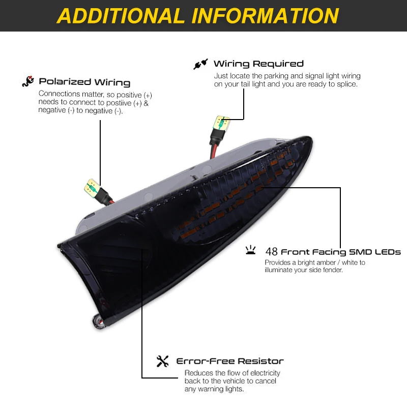 iJDM White/Amber LED Dynamic Sequential Blink Under Side Mirror Turn Signal Light For 2003-2006 Ford Expedition/Lincoln Navigato