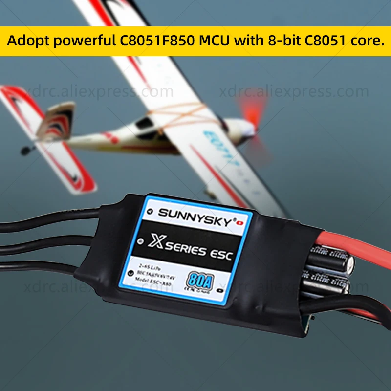 SUNNYSKY X-SERIES ESC 18A/40A/60A/80A 2-4S/2-6S LiPo Brushless ESC BEC Fast Response For Airplane Fixed Wing Aircraft Original