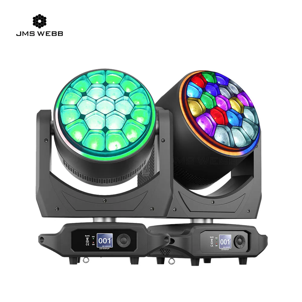 

JMS WEBB 19x40w Big Bee Eyes Moving Head With Ring Beam+Wash High Power Bright Light With TC Fans For DJ Disco Wedding Party