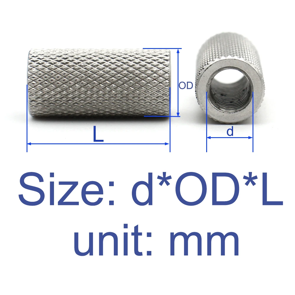 

M2 M2.5 M3 M4 M5 toM16 304 Stainless Steel Adjustment Nut Extended Cylindrical Flat Head Knurled Hand Screw Nut Mesh Nut 1-10pcs