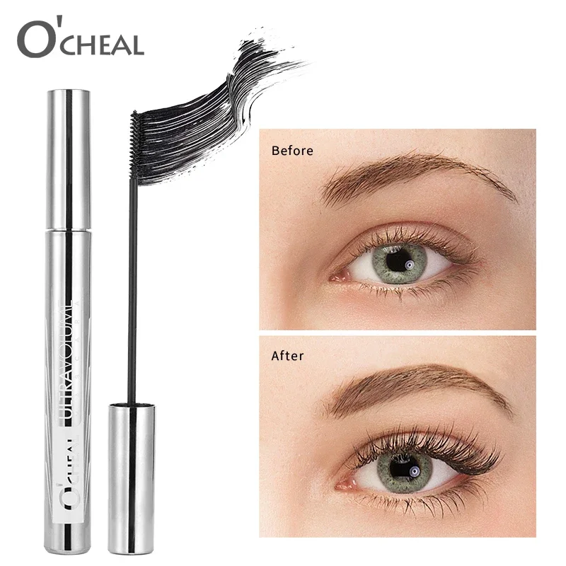 Waterproof Mascara Lengthening Volumizing Curling 2mm Micro Brush Smudgeproof Long Lasting Fiber Infused Buildable Coverage
