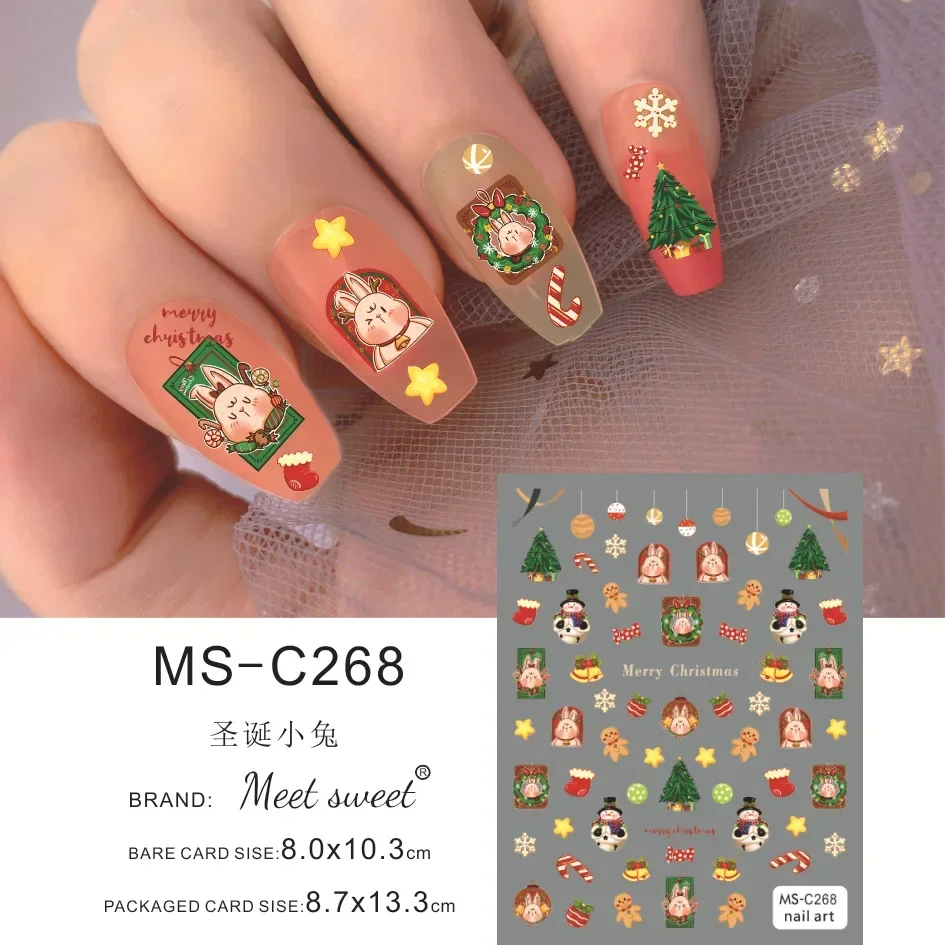 Nail Stickers Christmas Gingerbread Man And Tree Grinch Manicure Sticker Nail Decal Nails Accessories Supplies For Professionals