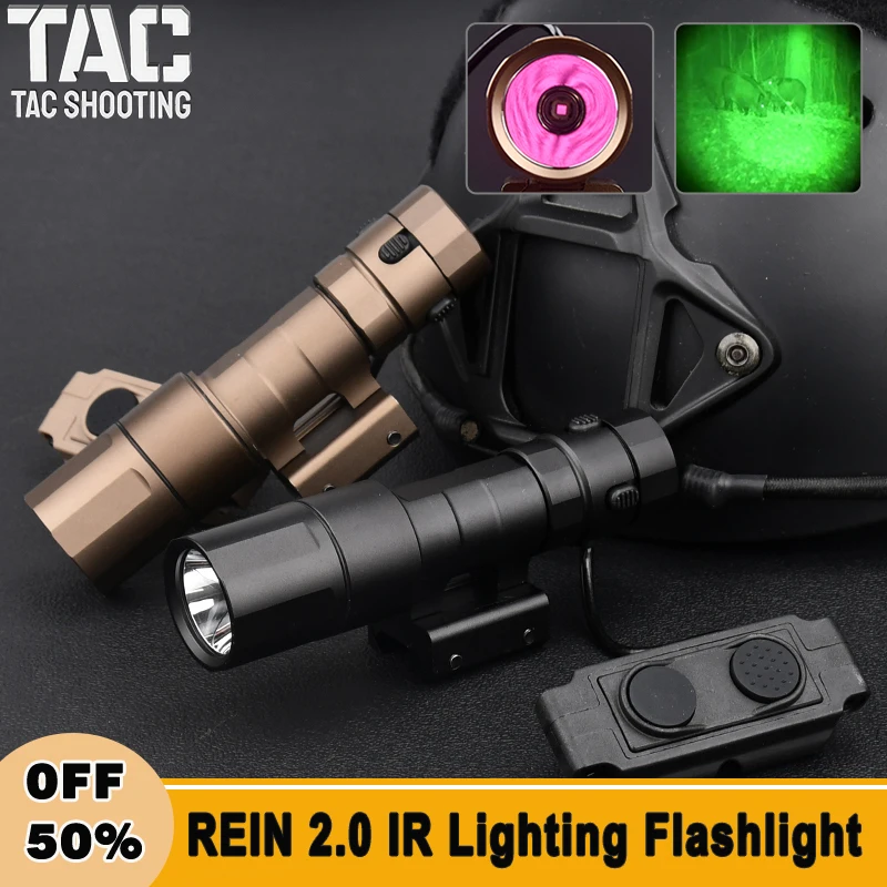 

WADSN Tactical REIN 2.0 IR Lighting Metal Flashlight Airsoft Weapon Scout Light With Pressure Switch Fit 20mm Rail Hunting Parts