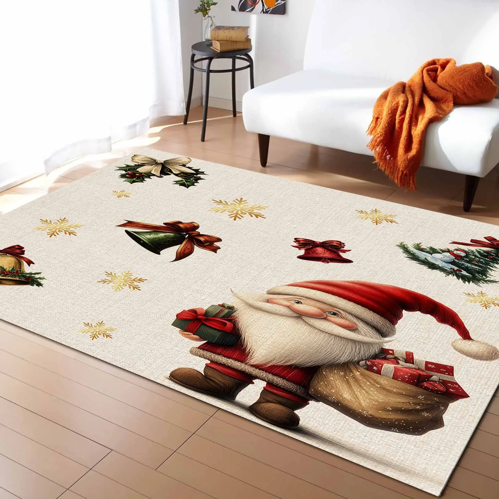 Christmas Goblin Snowflake Gift Bell Living Room Floor Mat Children's Room Bedroom Bedside Carpet Kitchen Door Mat