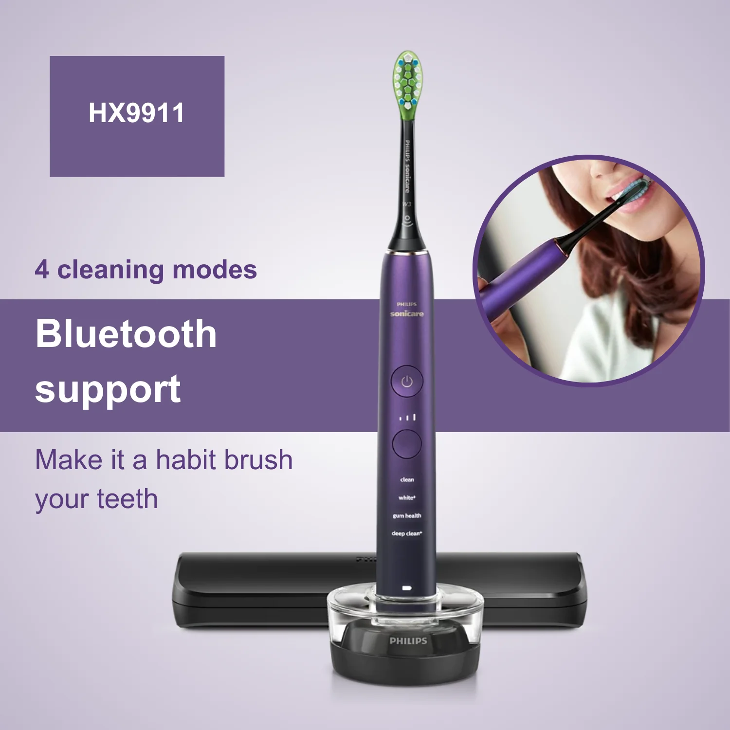 Philips Electric Toothbrush Sonicare DiamondClean 9000 HX9911, Sonicare App